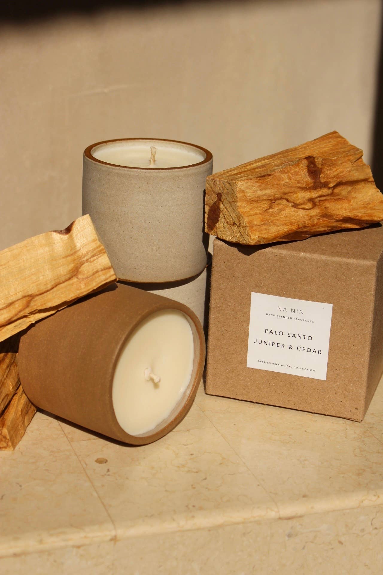 Palo Santo, Juniper, & Cedarwood Soy Candle by NA NIN / 8 oz