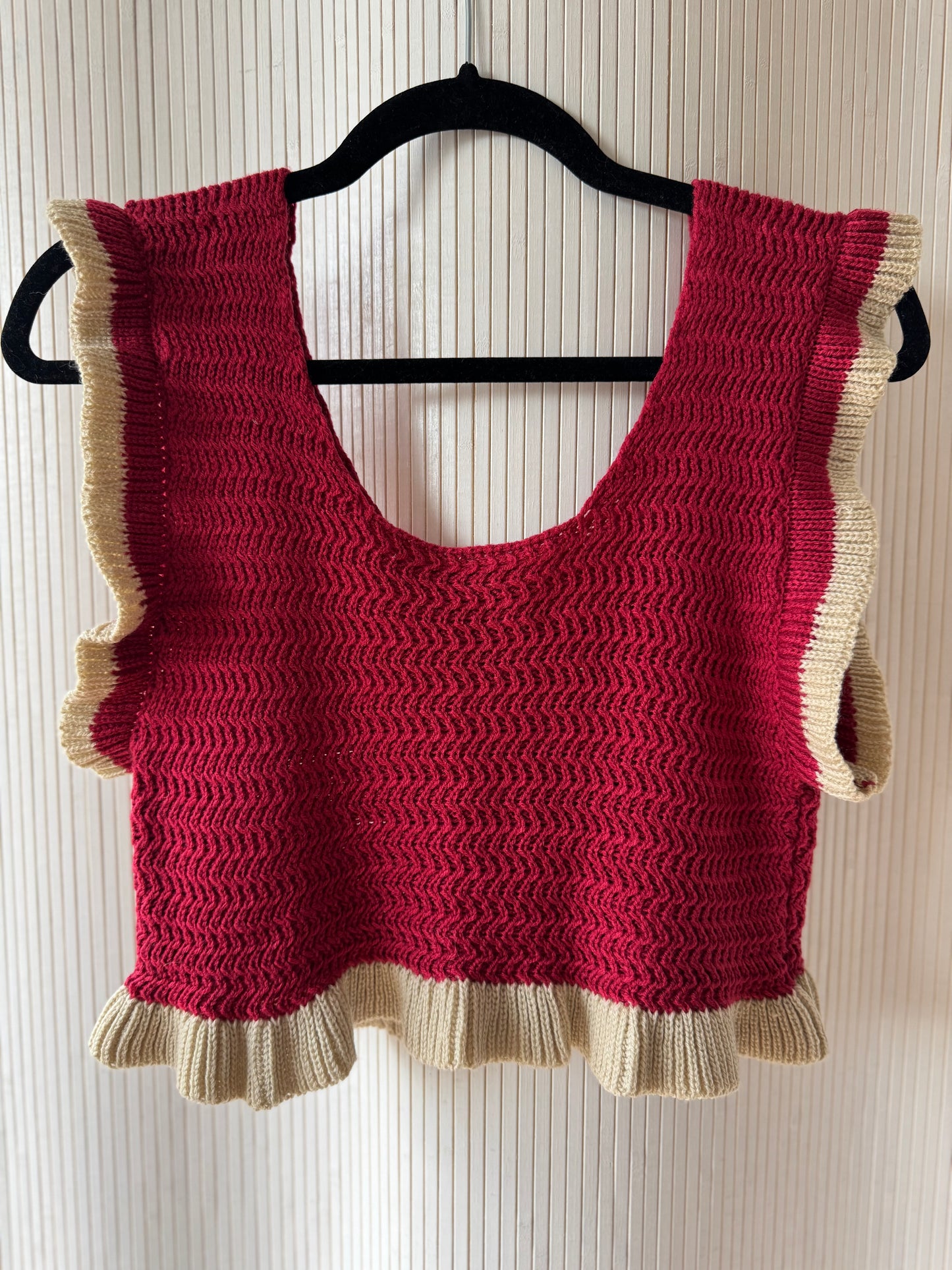 Vintage Cherries & Cream Handmade Knit Cardigan