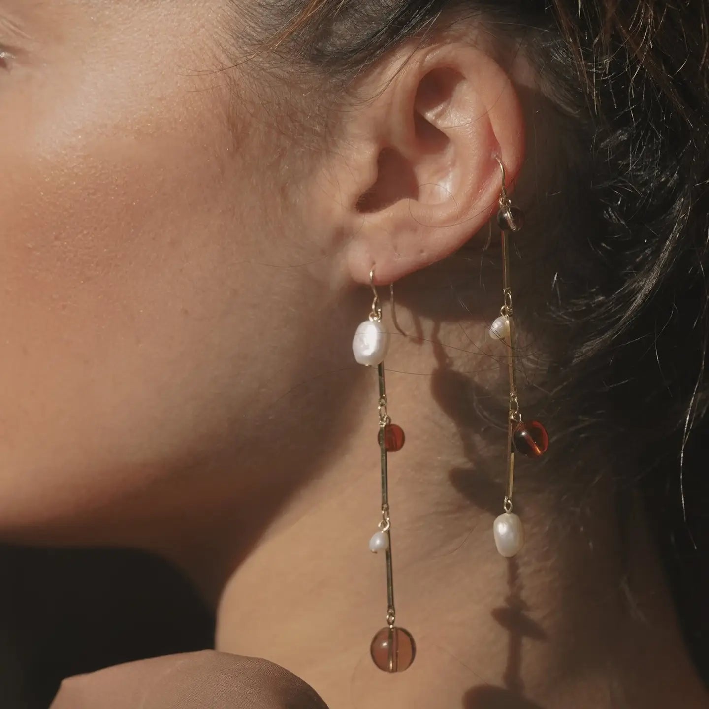 The Fête Earrings - 3" in Tan