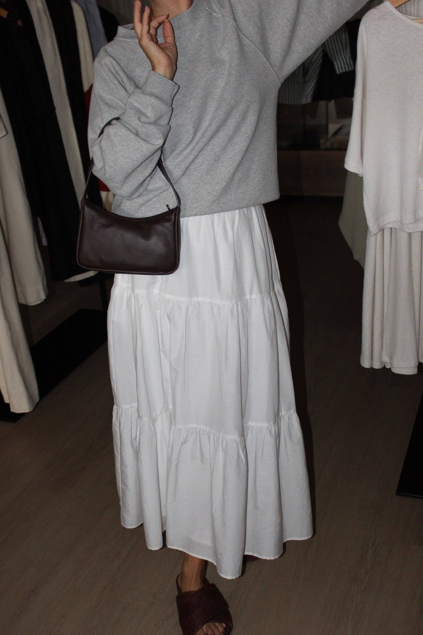 The MiMi Silk Cotton Voile Skirt in White