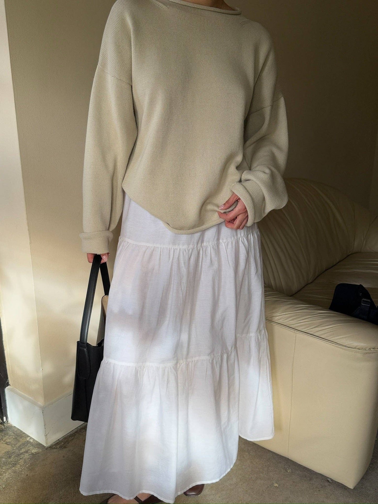 The MiMi Silk Cotton Voile Skirt in White