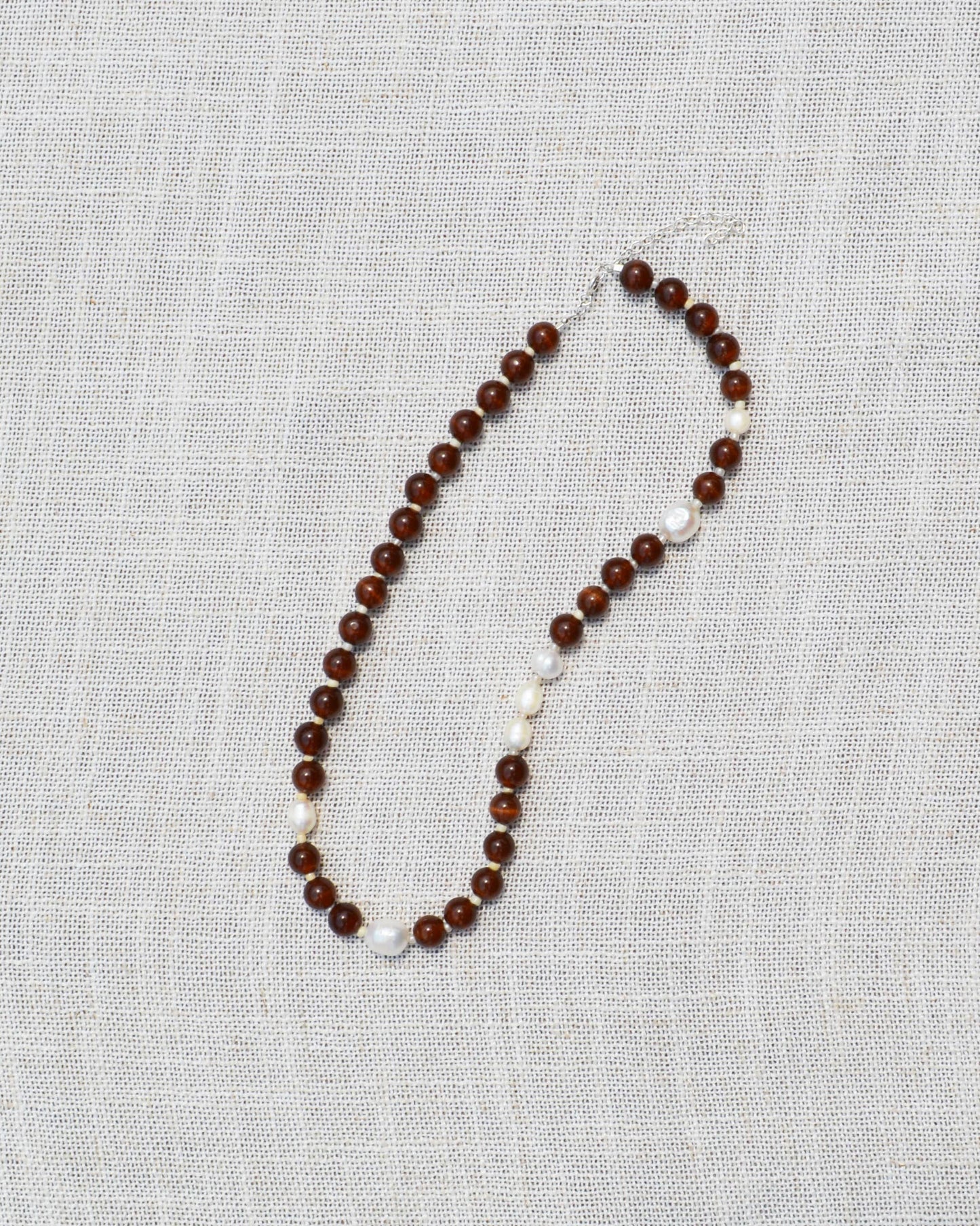 Coffee Pearl Necklace: 14.5" + 2" ext