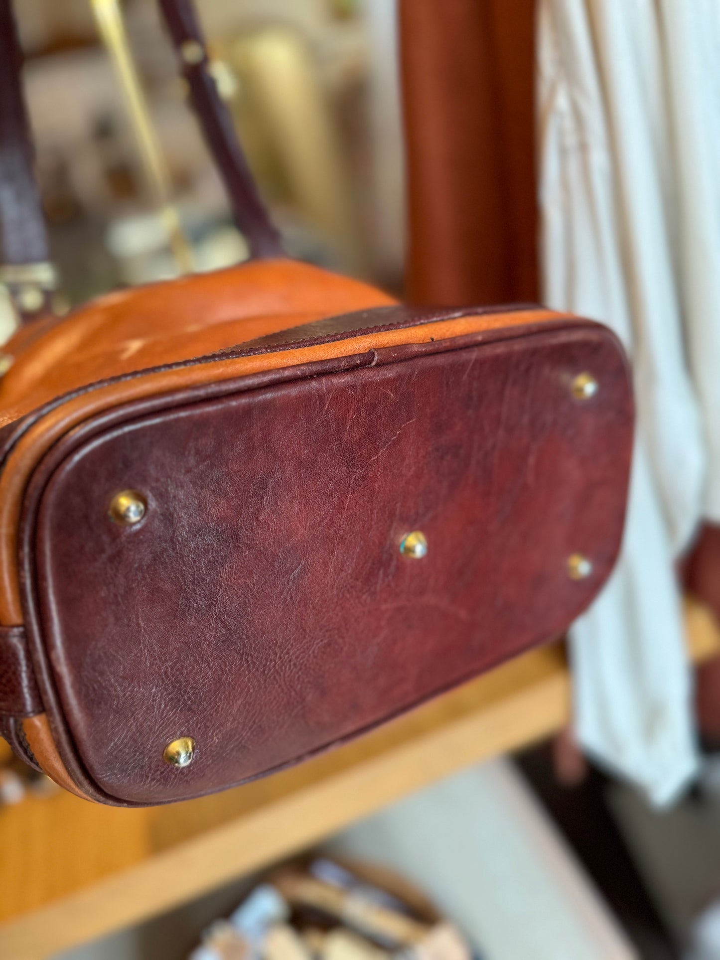 Vintage Marino Orlandi Italian two-toned leather bucket bag