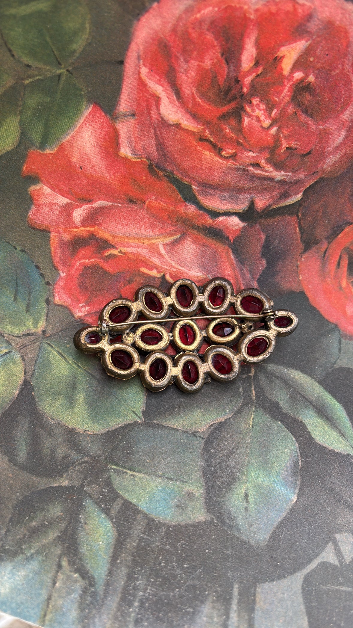 Red Jewel Costume Jewelry Brooch