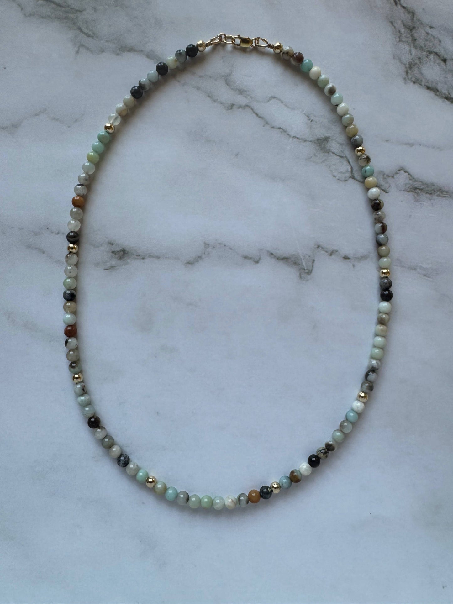 The Alexandrine Necklace in Mixed Amazonite