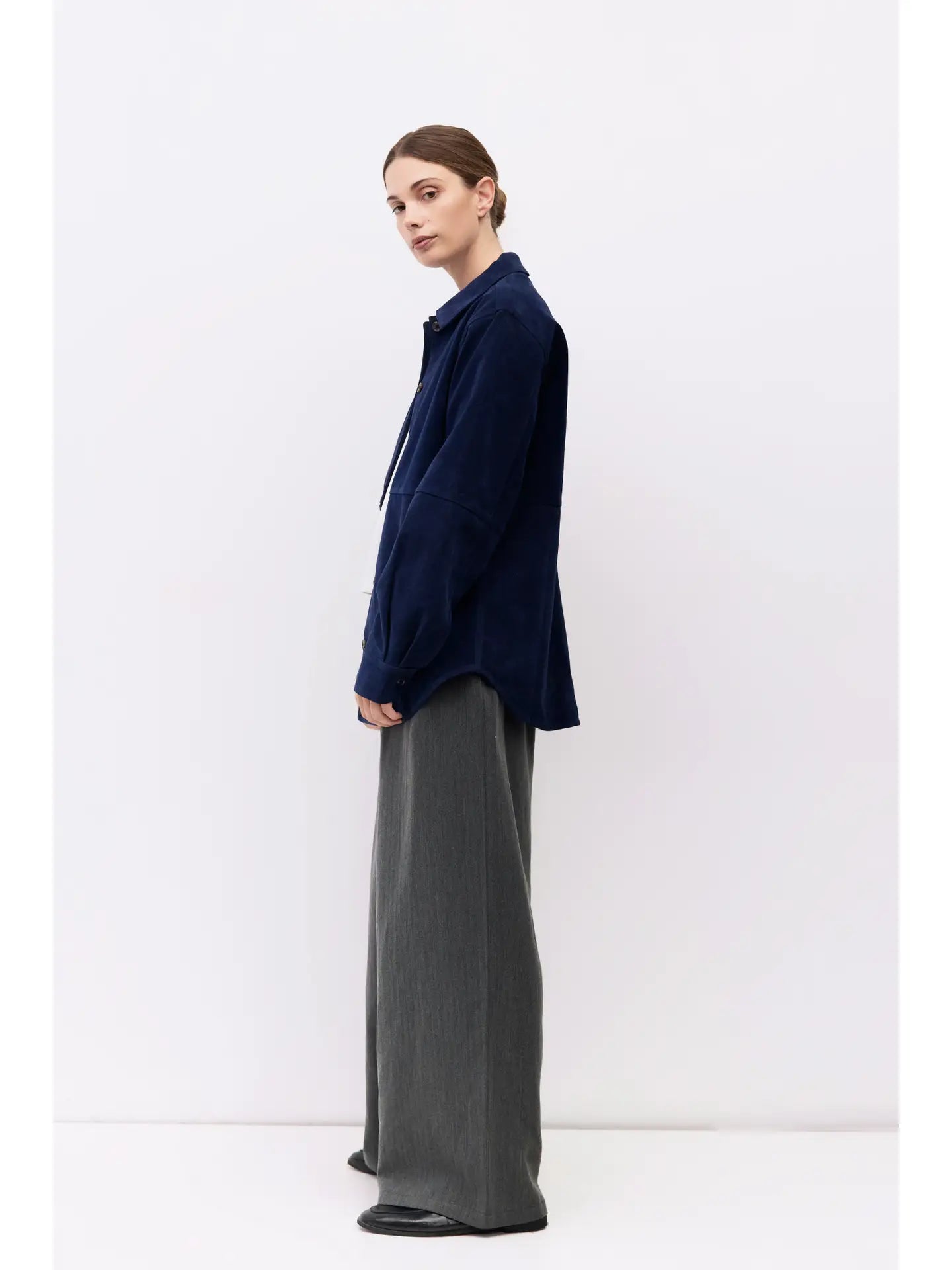 The Dean Faux Suede Jacket in Indigo