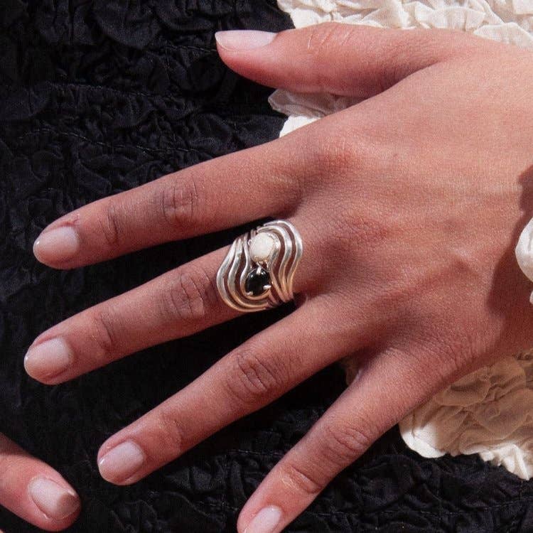 The Sway Ring in Sterling Silver & Onyx