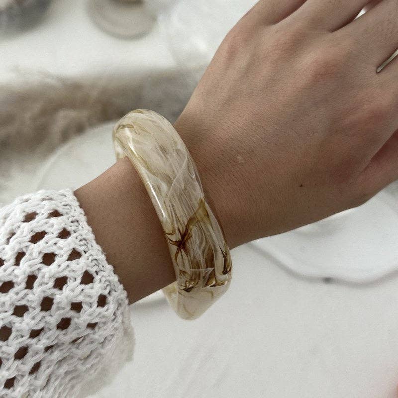 Irregular Resin Bangle in Beige