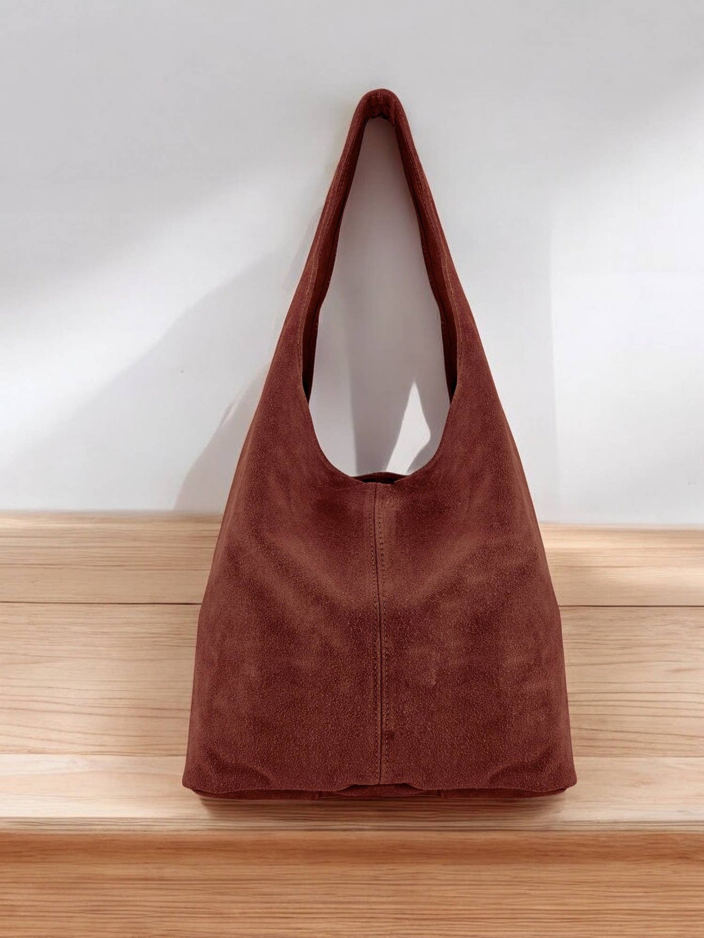 The Silvia Suede Bag in Wine red