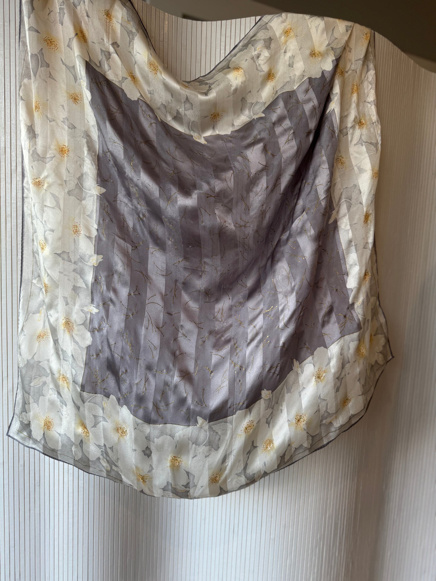 Vintage Japanese Camellia Jun Ashida 100% Silk Scarf