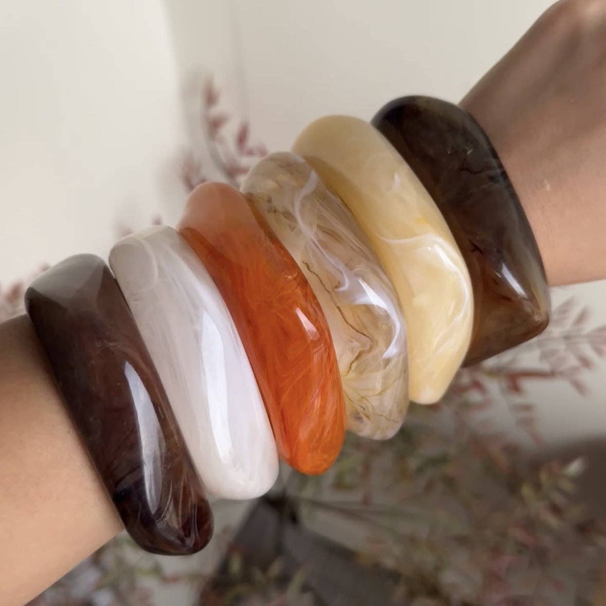 Irregular Resin Bangle in Beige
