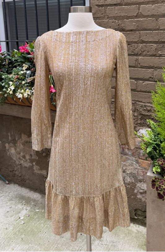 Vintage 1960s Gold Lamè Backless Cocktail Top Dress