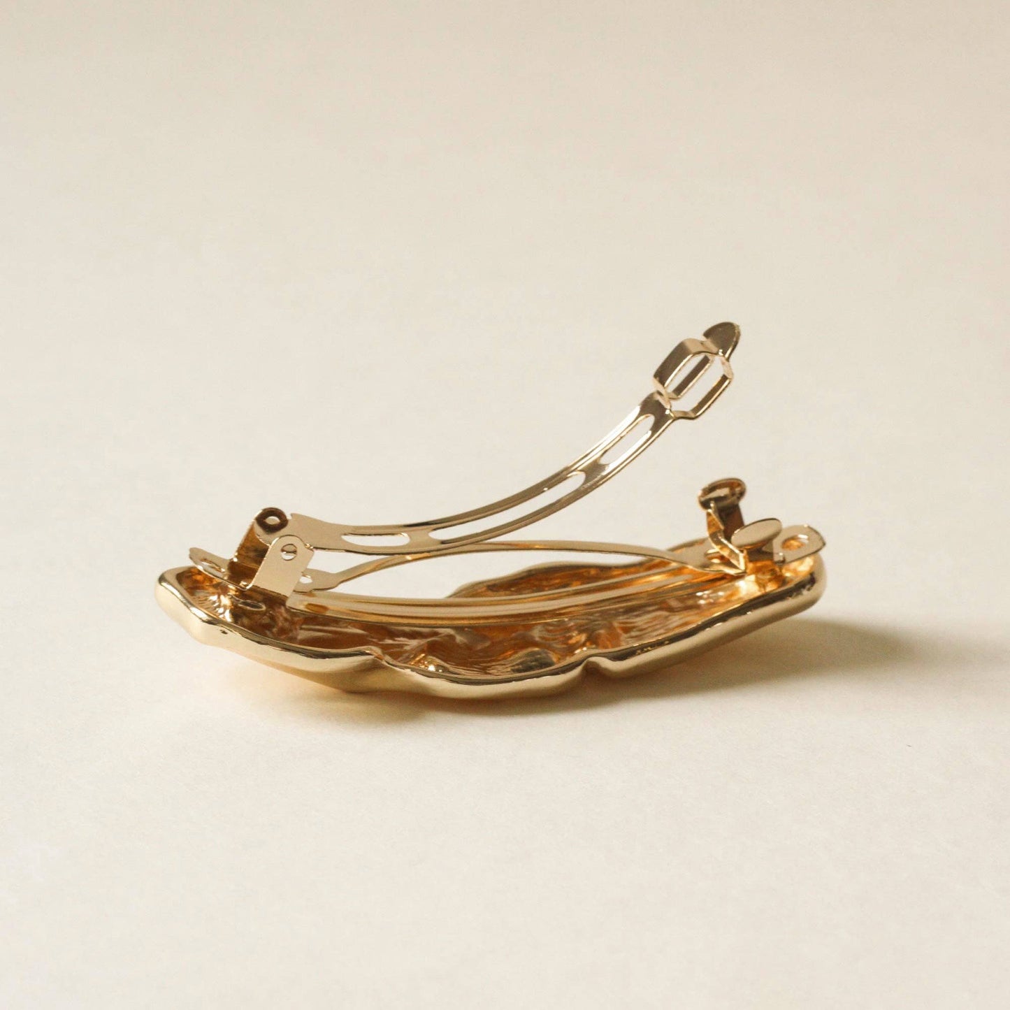Textured Metal Barrette Hair Clip in Gold