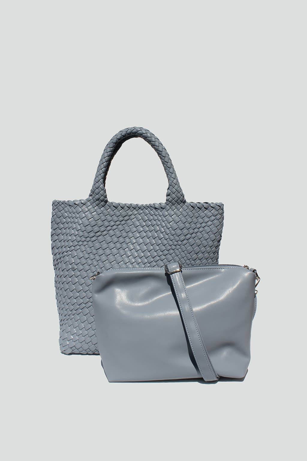 Ivy Woven Tote in Dust Blue