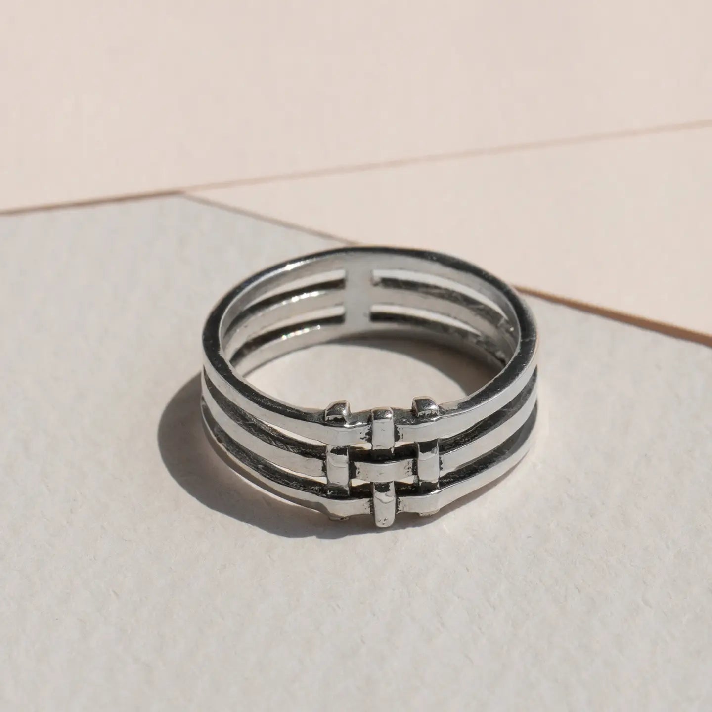 The Crosshatch Ring in Sterling Silver