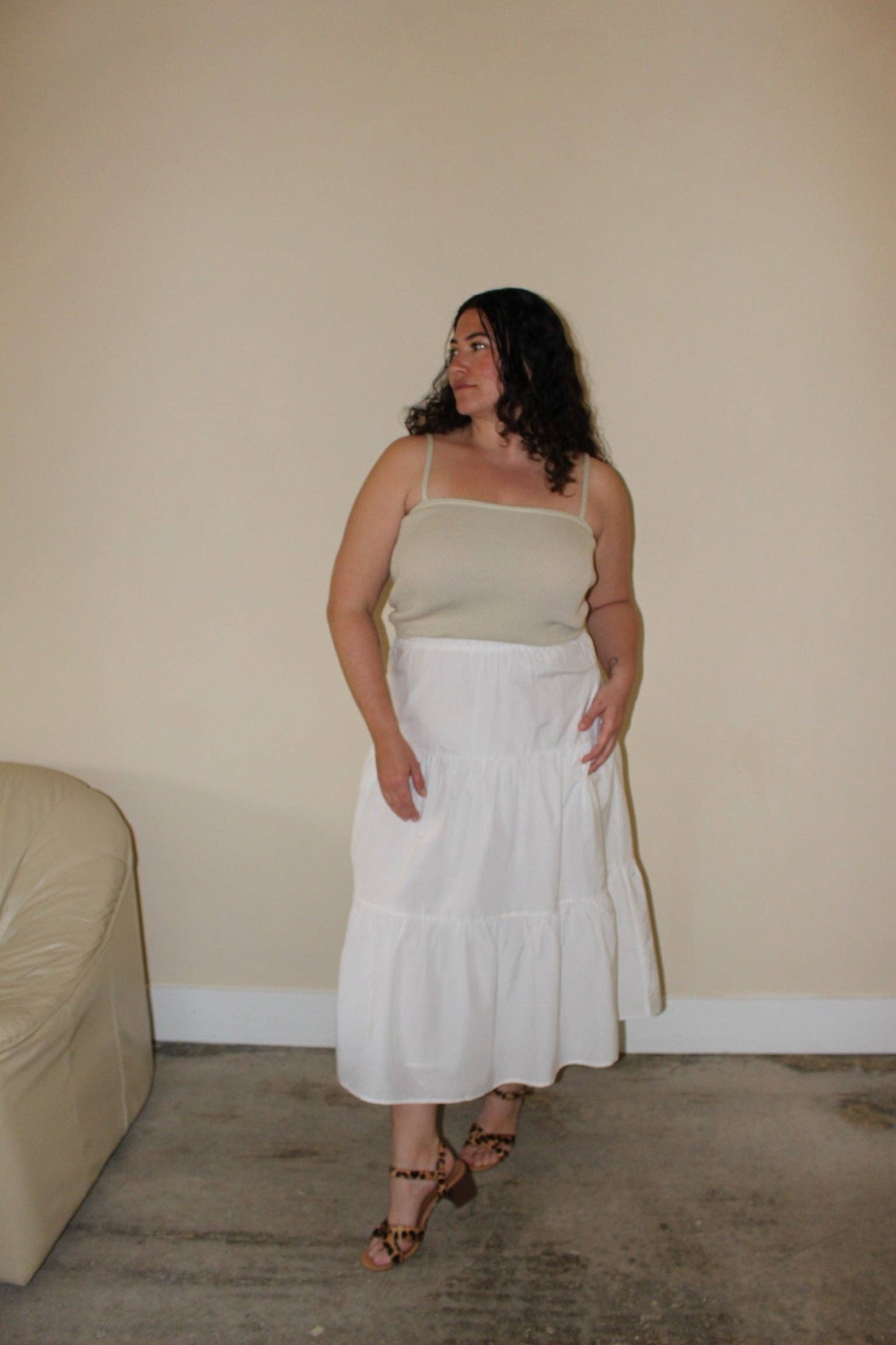 The MiMi Silk Cotton Voile Skirt in White