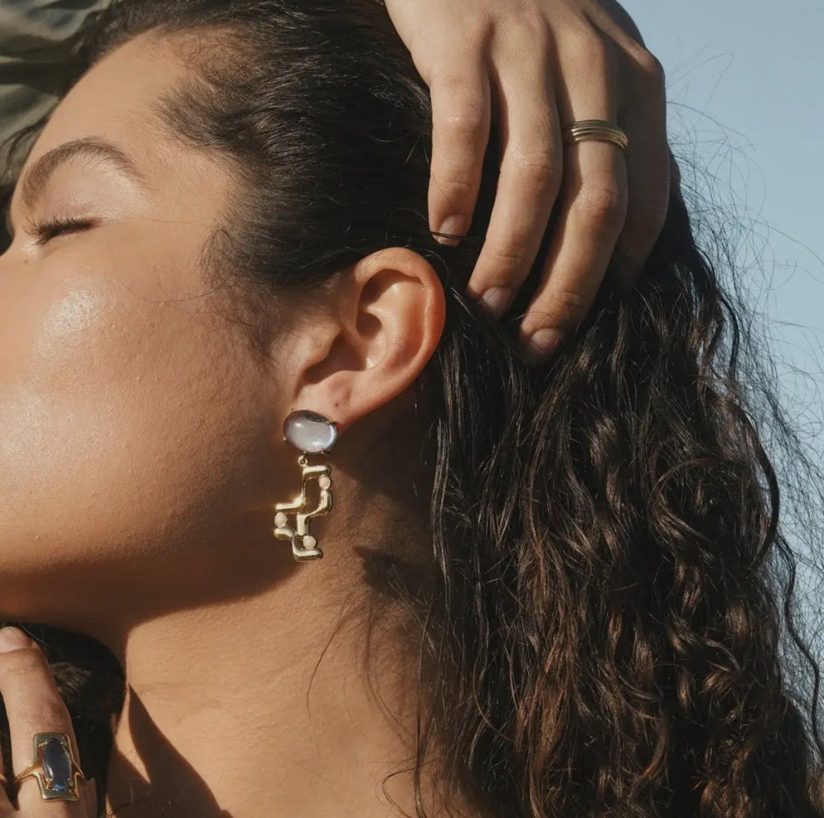 The Halsted Earrings in Sea Blue