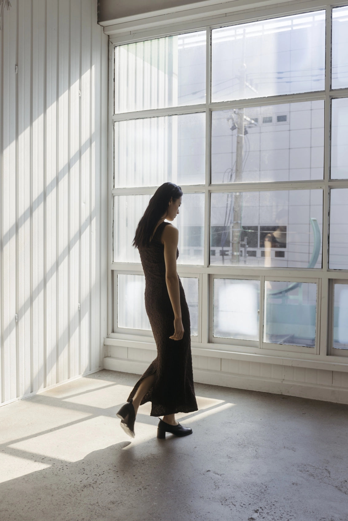 The Claudia Texture Dress in Brown