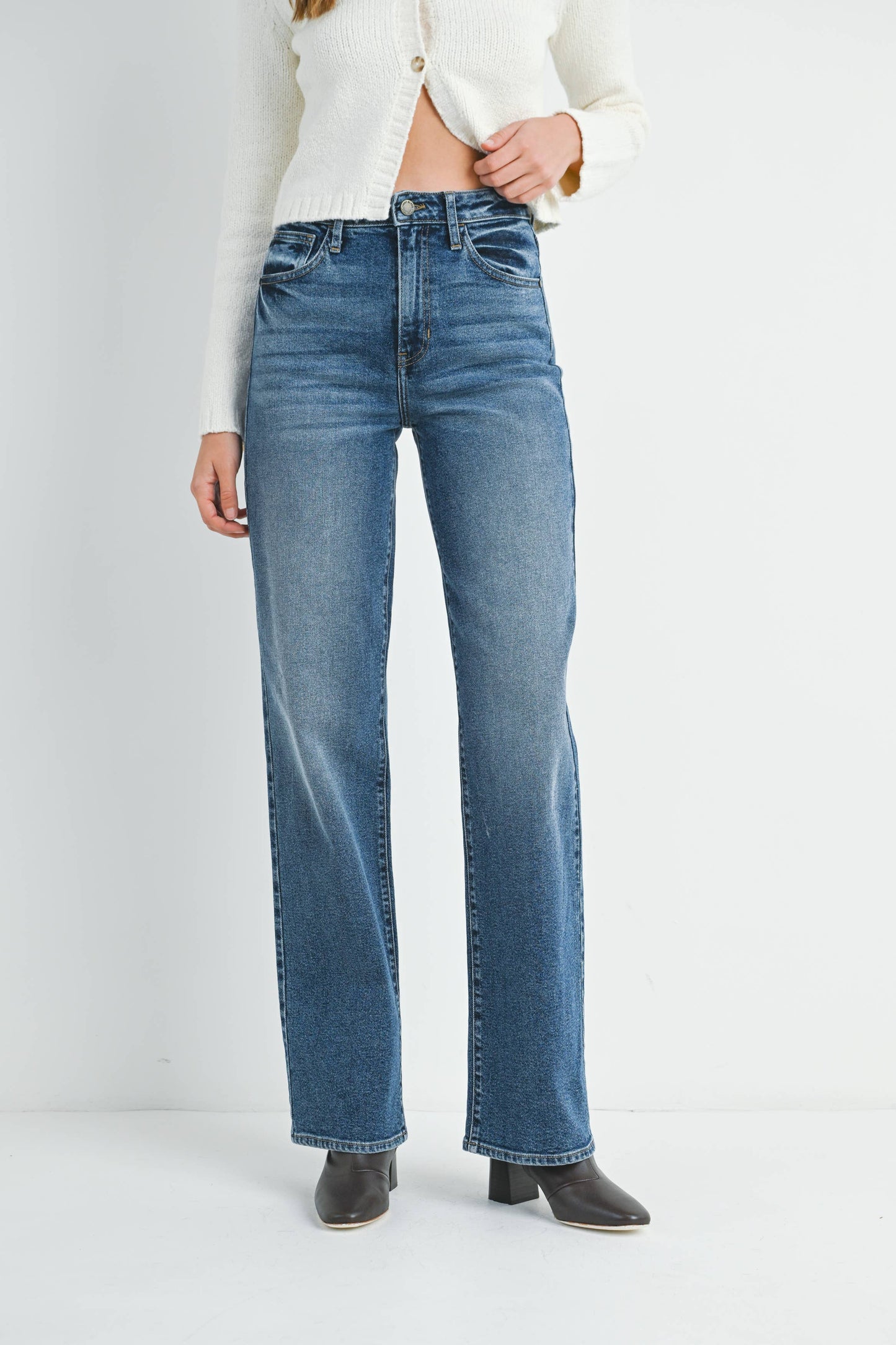 Just Black Denim High Waist Dark Wash Straight