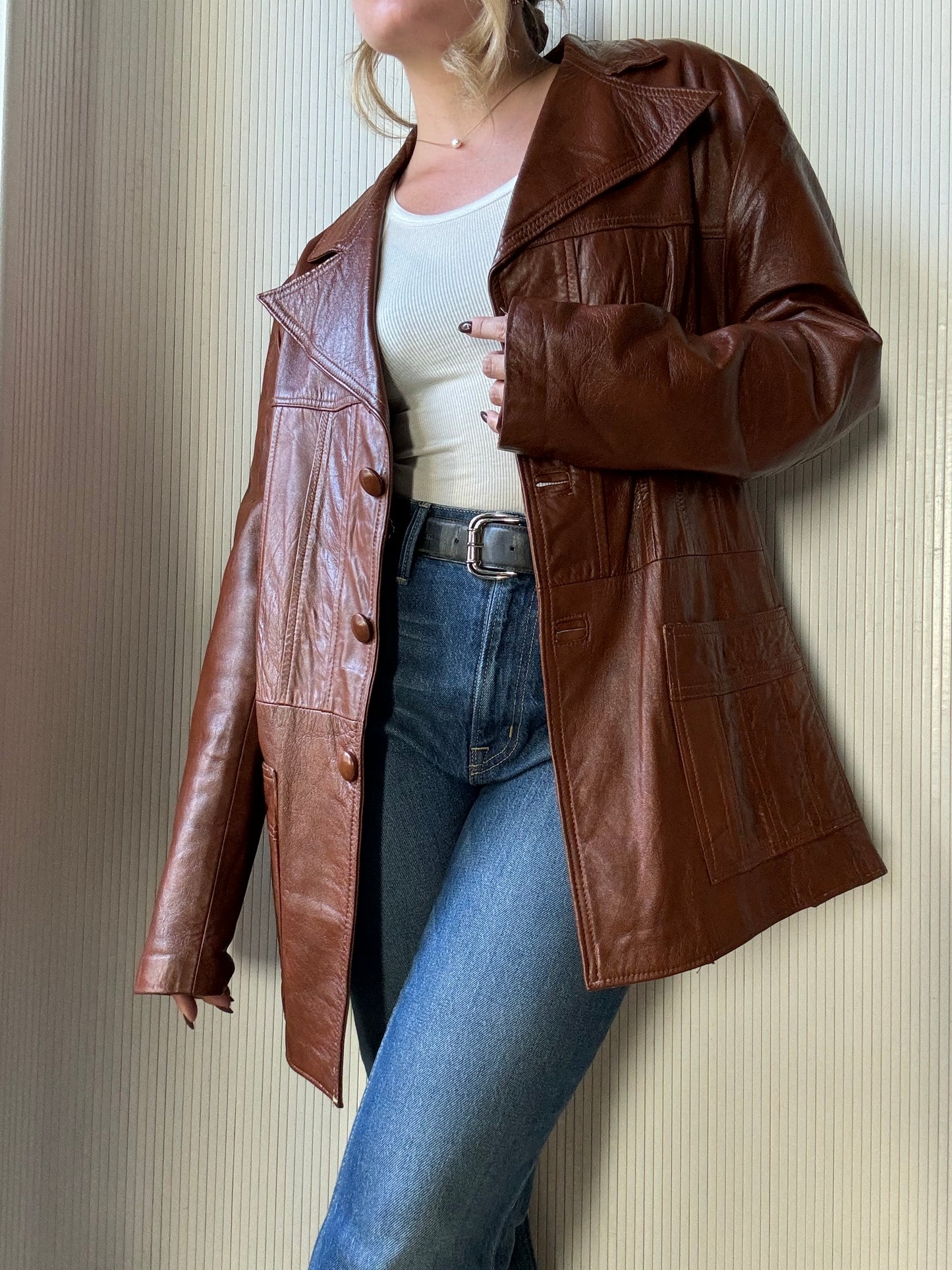 Vintage cognac leather jacket