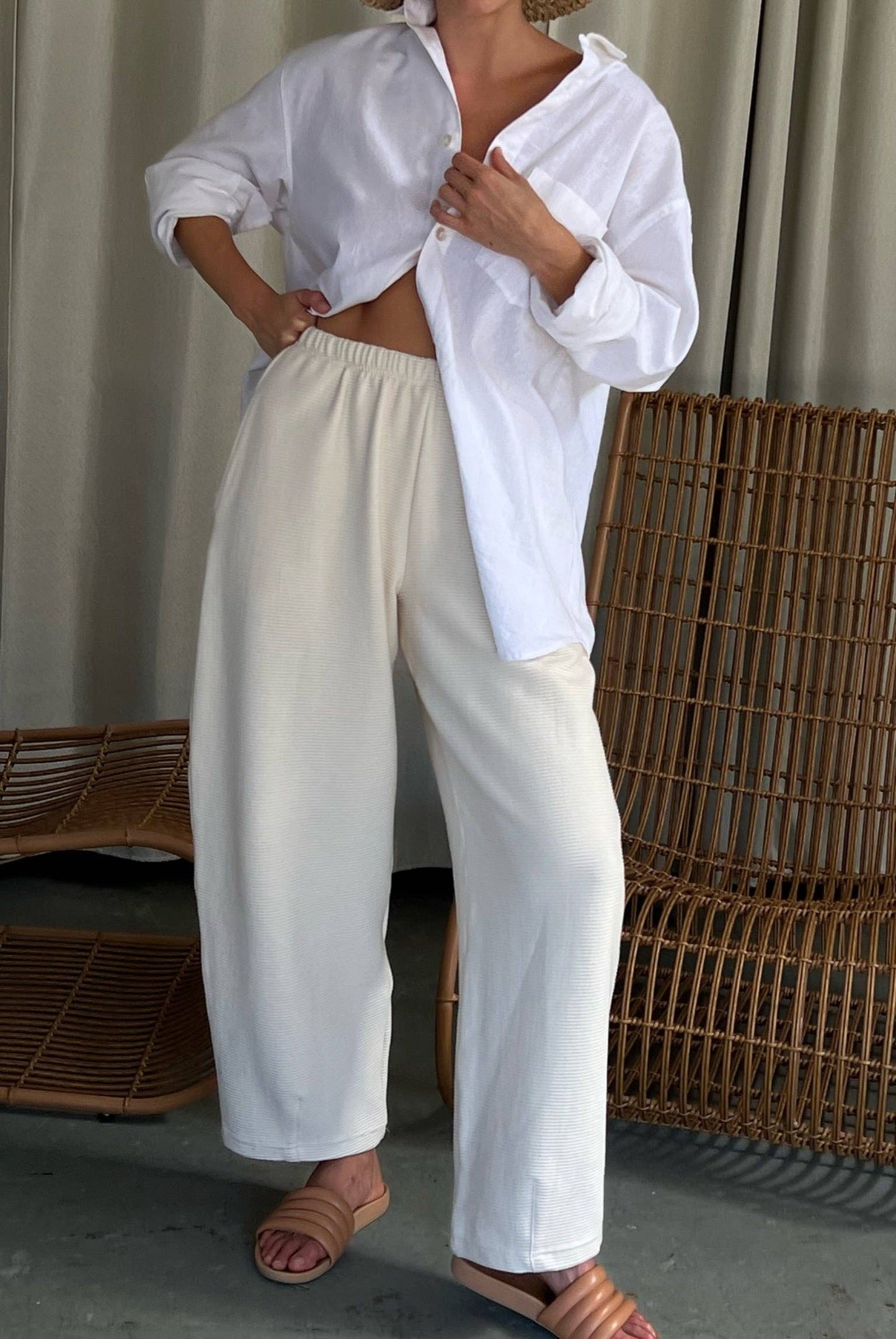 Camden Rippled Cotton Curve Pant by NA NIN