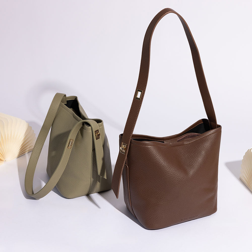 The Irina Recycled Vegan Shoulder Bag in Sage