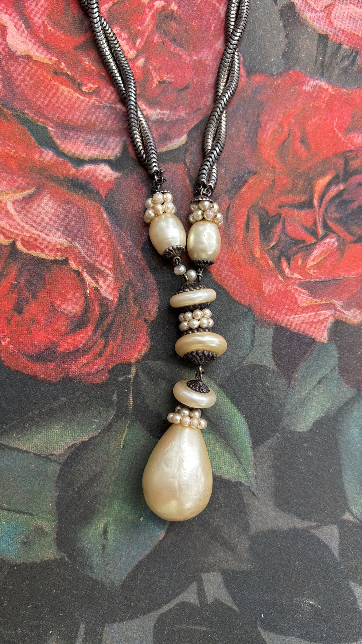 Twisted Baroque Pearl Drop Necklace