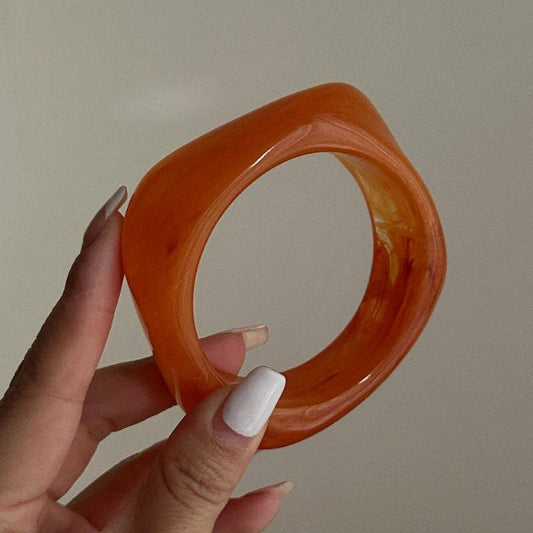 Irregular Resin Bangle in Blood Orange