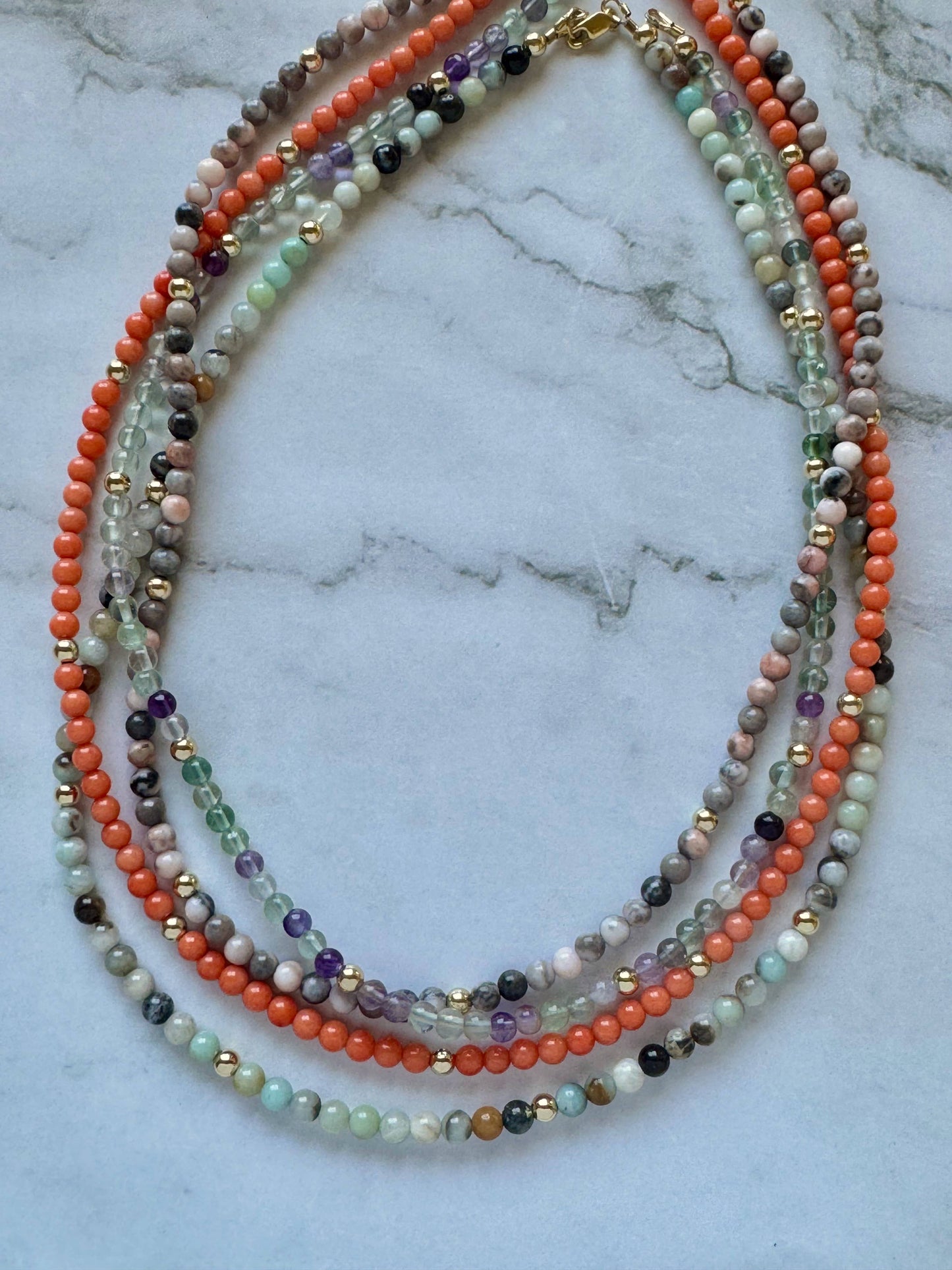 The Alexandrine Necklace in Mixed Amazonite