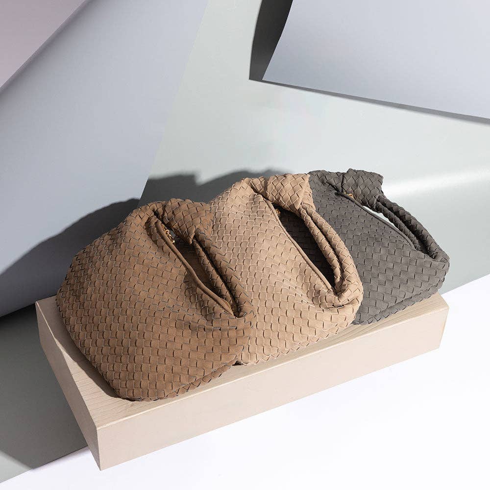 The Drew Vegan Leather Suede Bag in Storm