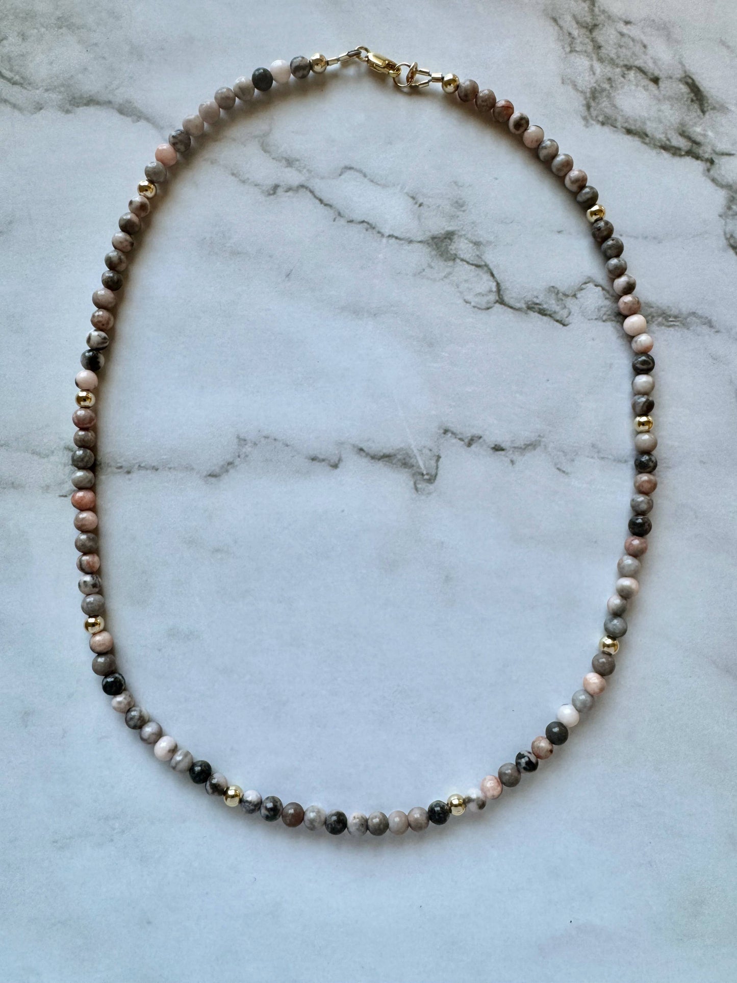 The Alexandrine Necklace in Pink Zebra Jasper