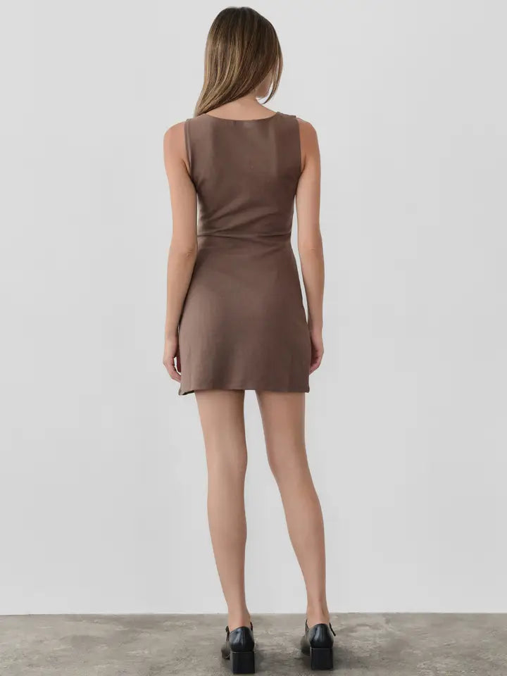 The Nikki Mini Dress in Taupe