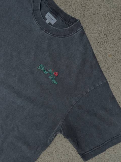 Good Days Rose Retro Oversized Tee in Faded Black