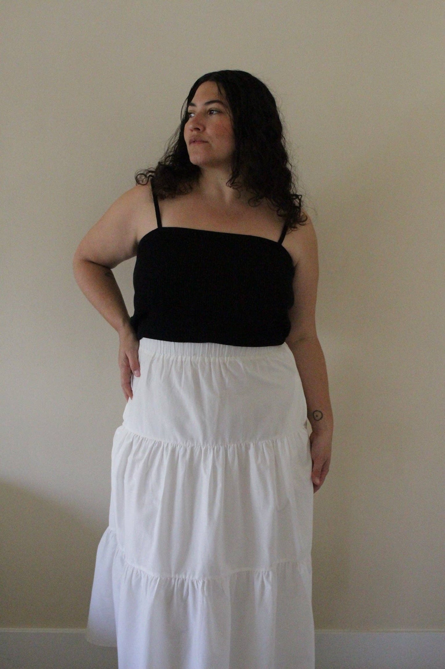 The MiMi Silk Cotton Voile Skirt in White