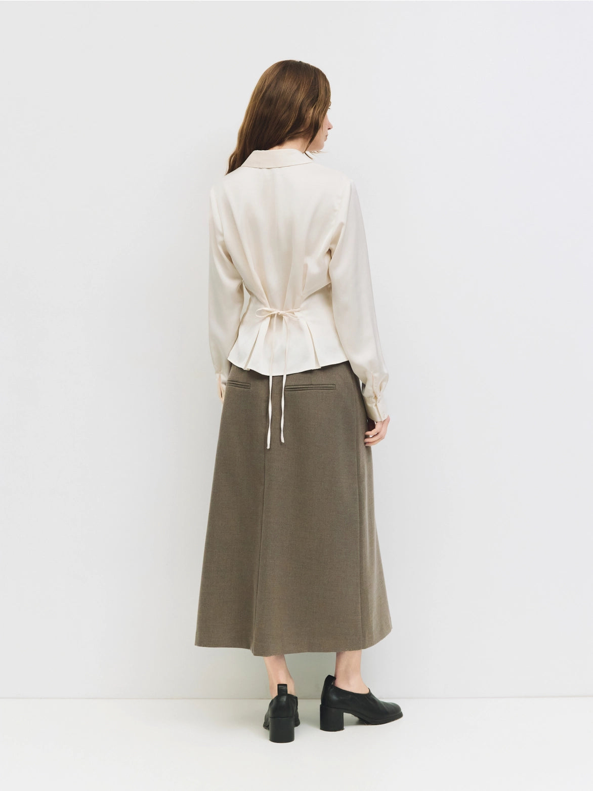 The Rina Satin Button-Up Blouse