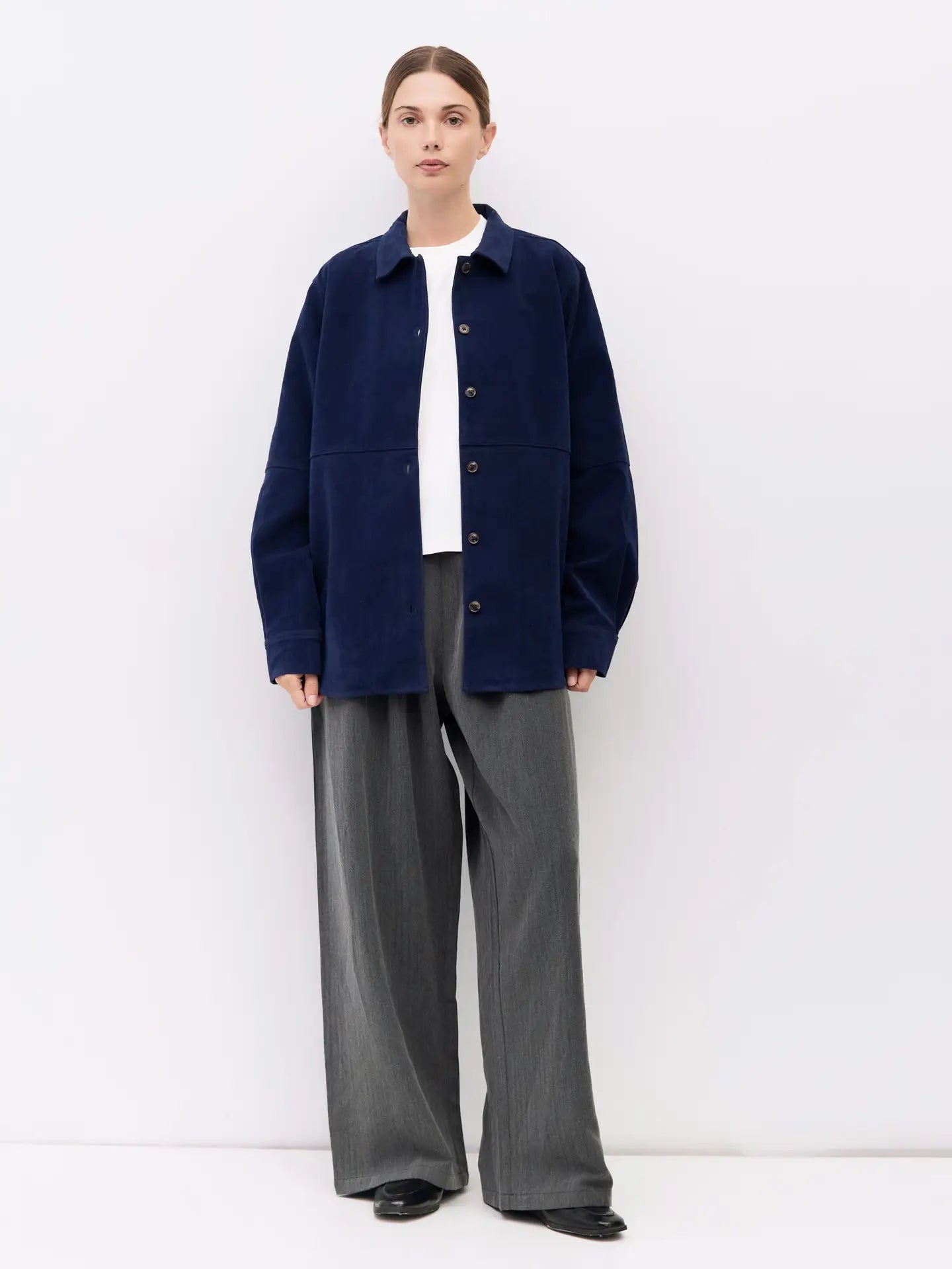 The Dean Faux Suede Jacket in Indigo