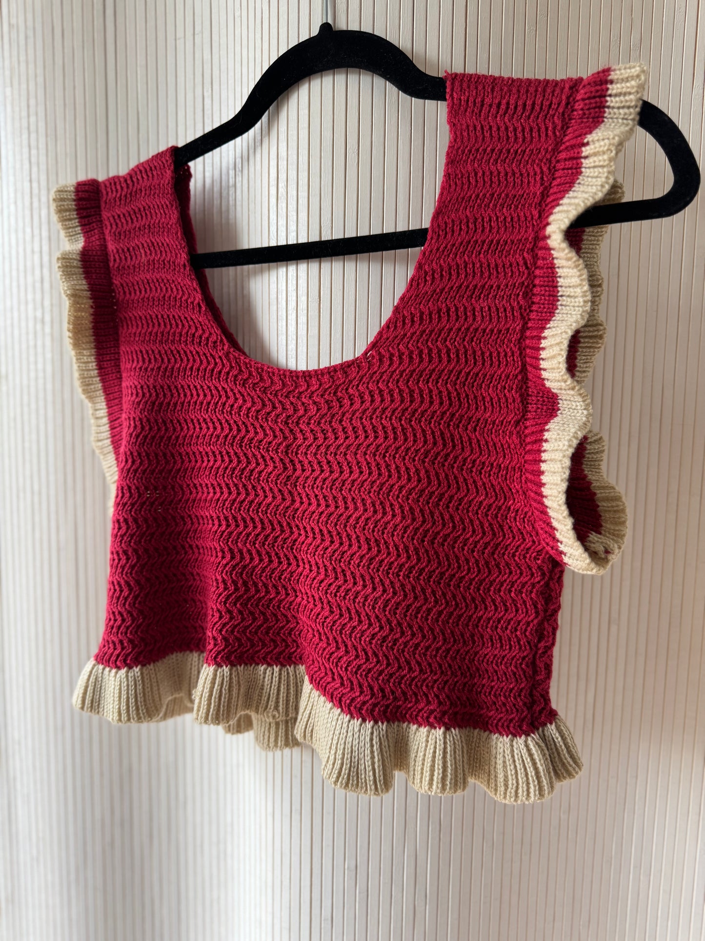 Vintage Cherries & Cream Handmade Knit Cardigan