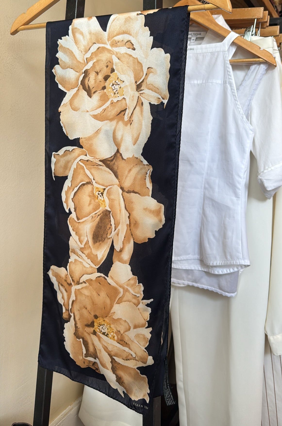 Vintage Silk Rosebud Rectangular Scarf