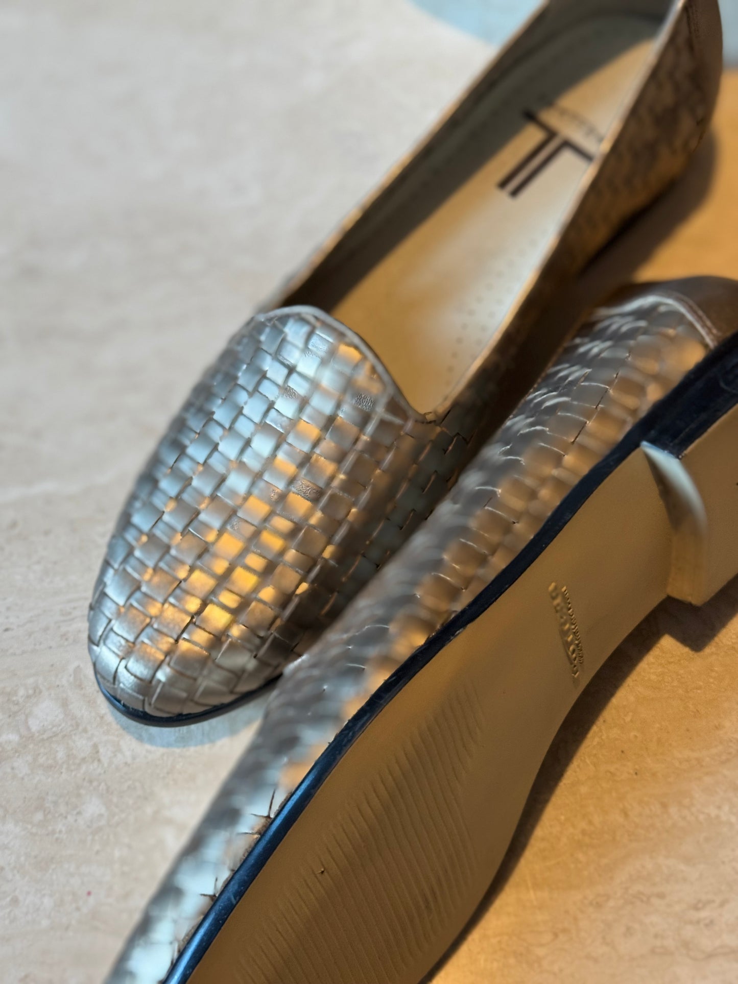 Vintage Trotters metallic woven loafers