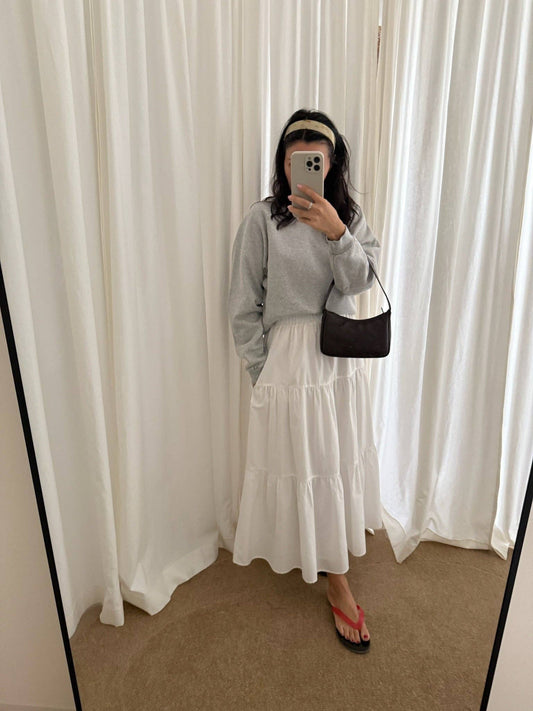 The MiMi Silk Cotton Voile Skirt in White