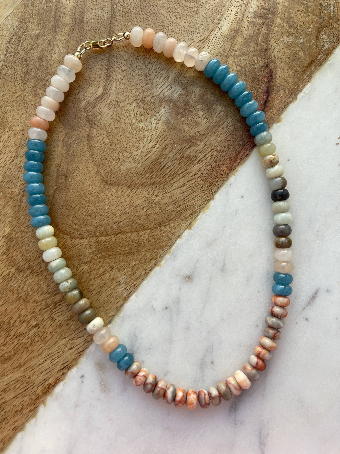 The Rowan Necklace in Denim/Peach/Ocean