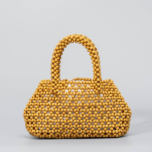 Woven Handmade Bead Bag in Dandelion Yellow