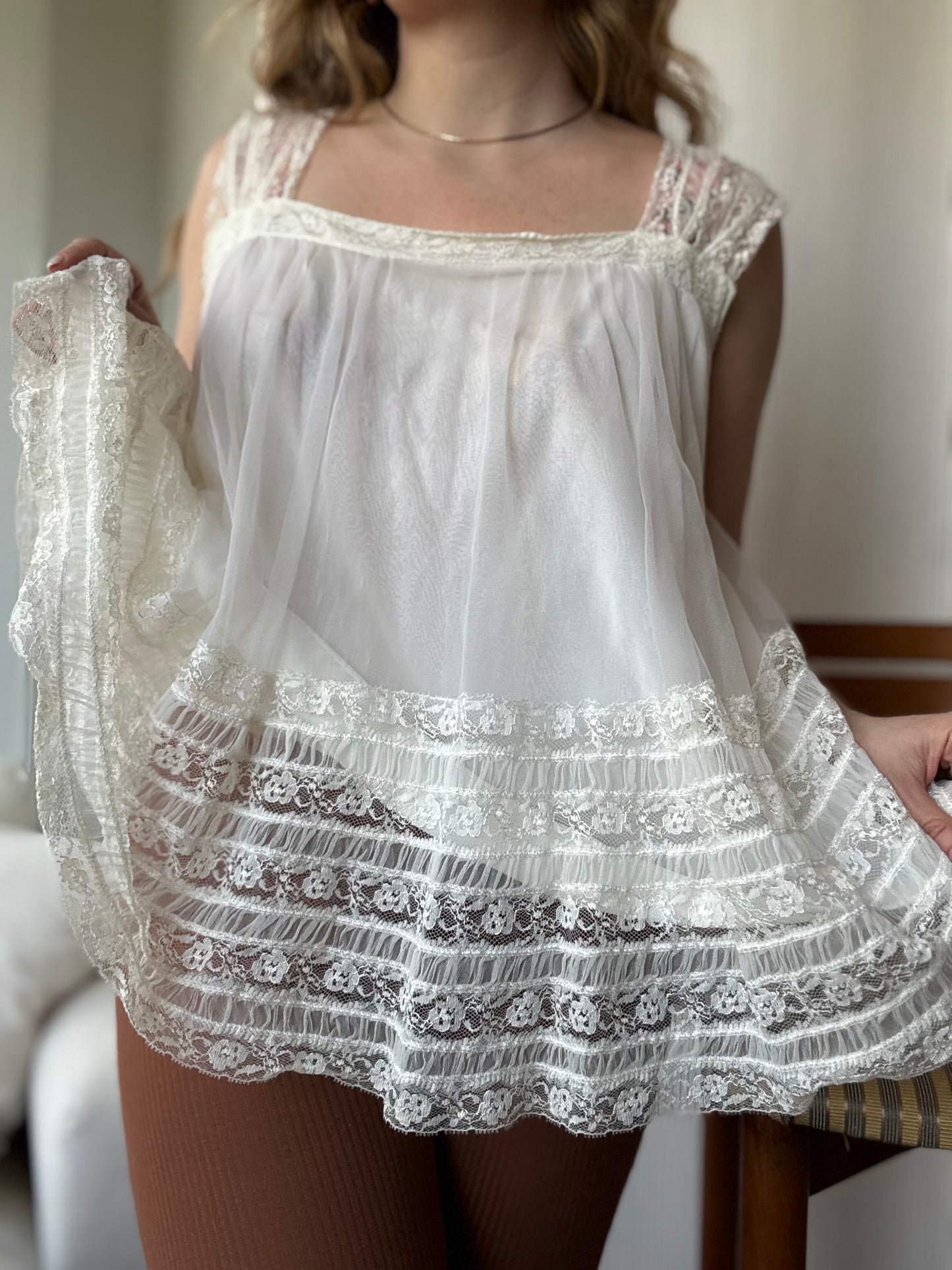 Vintage Coquette Lace Babydoll Top