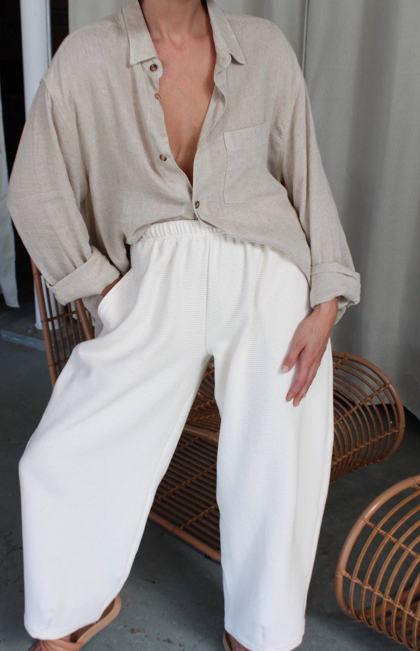 Camden Rippled Cotton Curve Pant by NA NIN