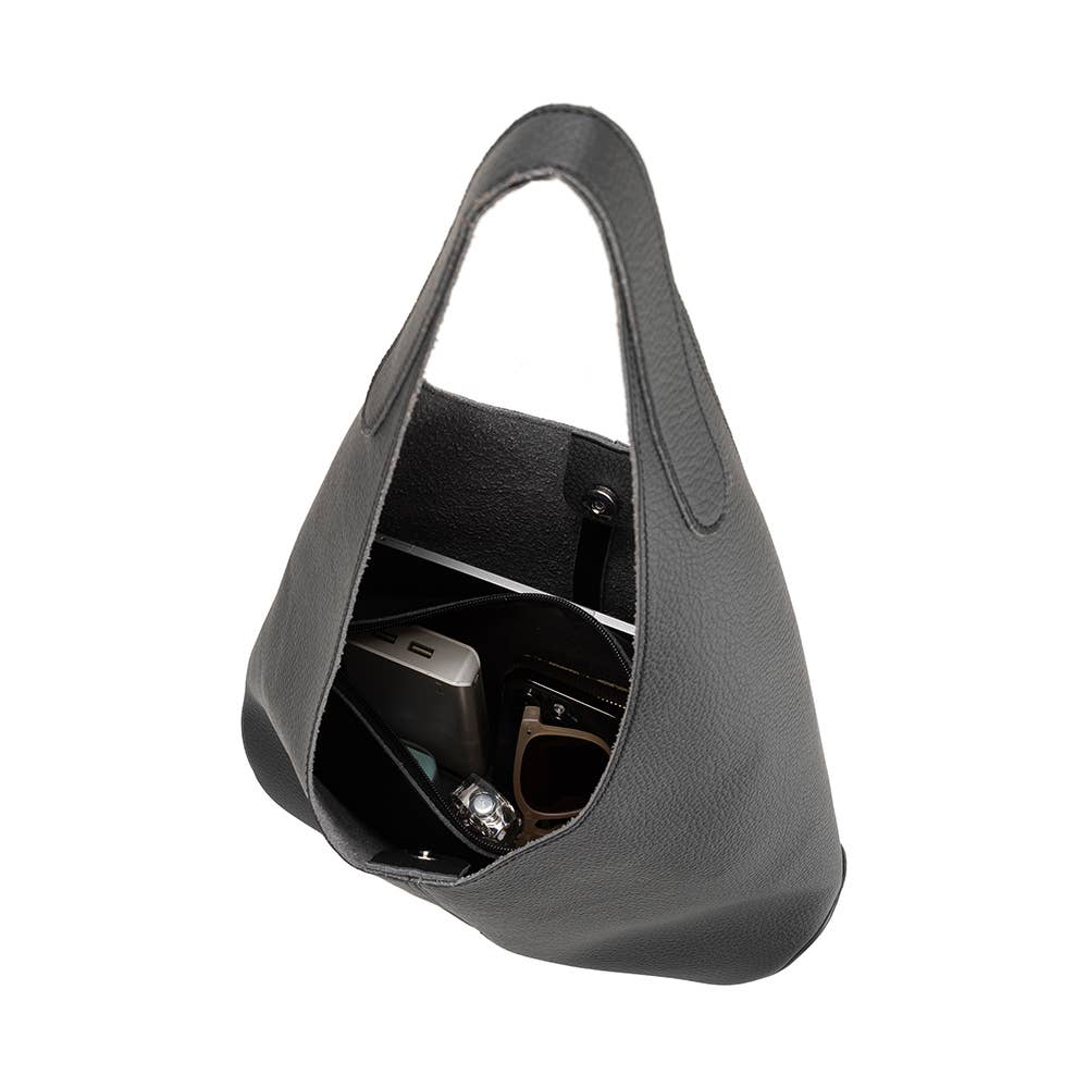The Kenya Recycled Vegan Shoulder Bag in Black