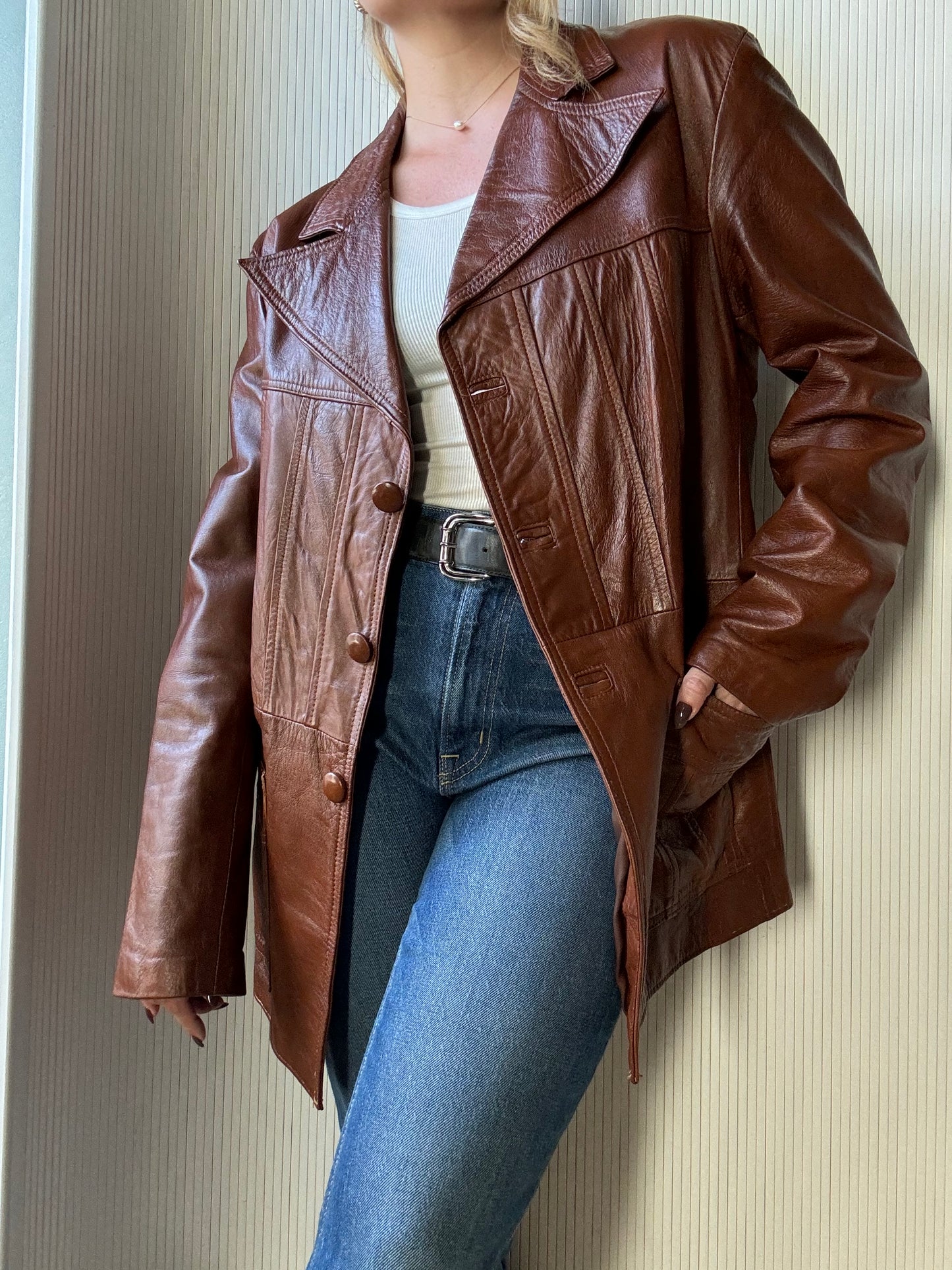 Vintage cognac leather jacket