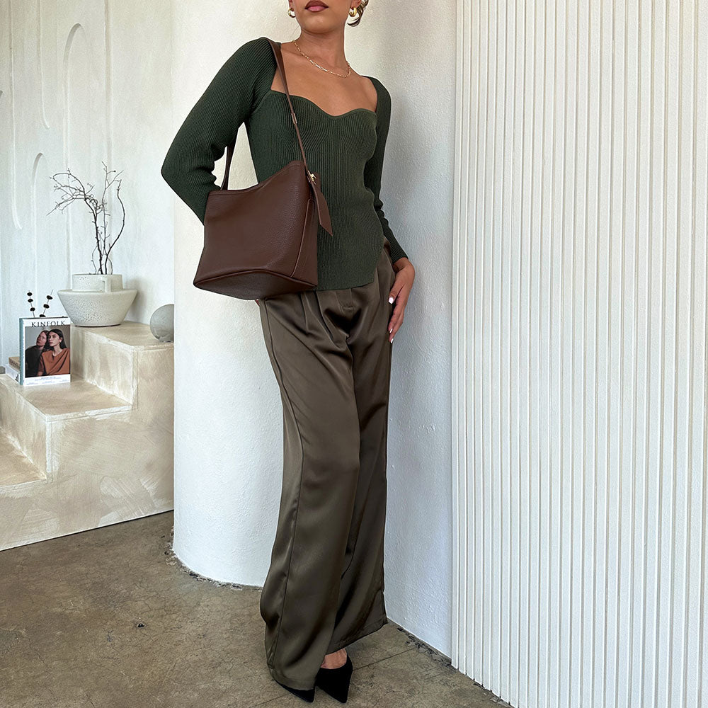 The Irina Recycled Vegan Shoulder Bag in Espresso