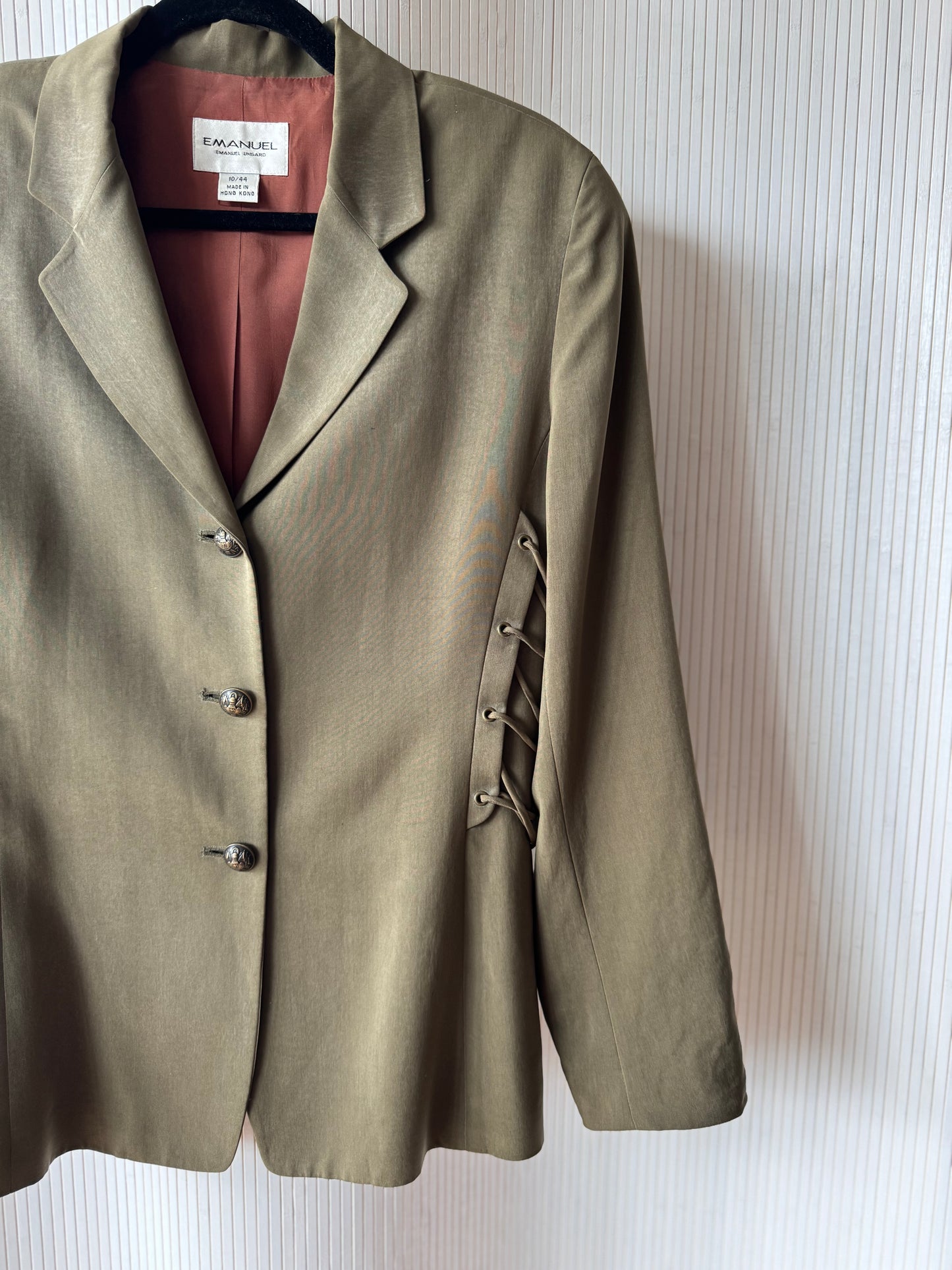 Vintage 1980s Emanuel Ungaro 100% Silk Military Jacket