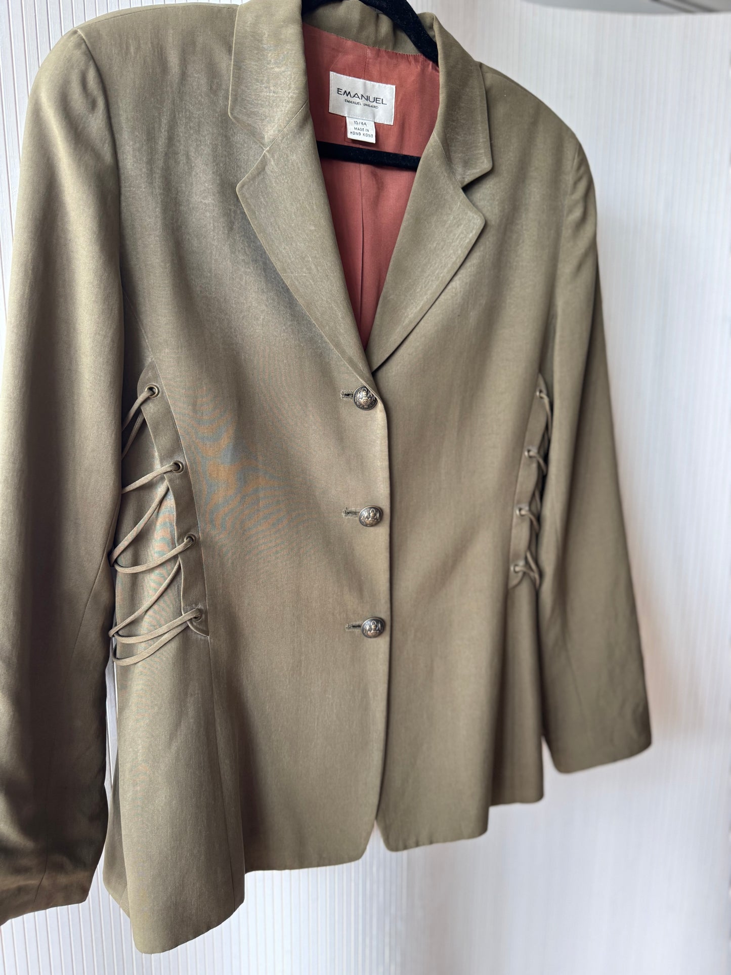 Vintage 1980s Emanuel Ungaro 100% Silk Military Jacket