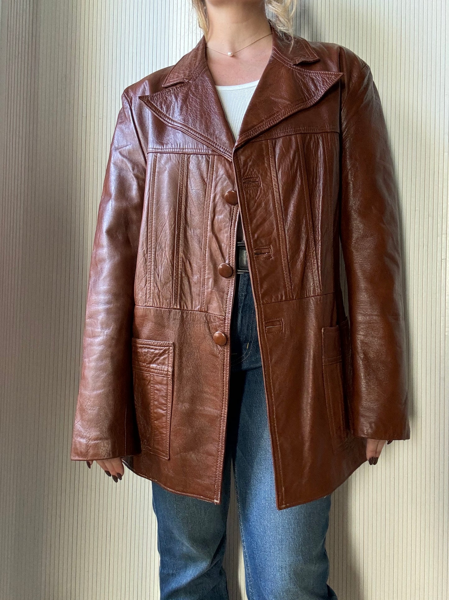 Vintage cognac leather jacket